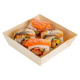 Restaurantware Taipei 14 Ounce Food Containers 100 Square Wooden Bento Boxes - Lids Sold Separately Grease Impermeable Poplar To Go Boxes Disposable Serve Noodles Dumplings And More