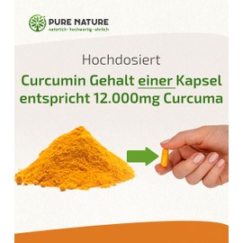 High Dose Turmeric Complex I 1 Capsule/Day I 12,000 mg Turmeric Per Capsule I 90 Capsules I Organic Turmeric, Vitamin C & Piperine I Turmeric Capsules Organic