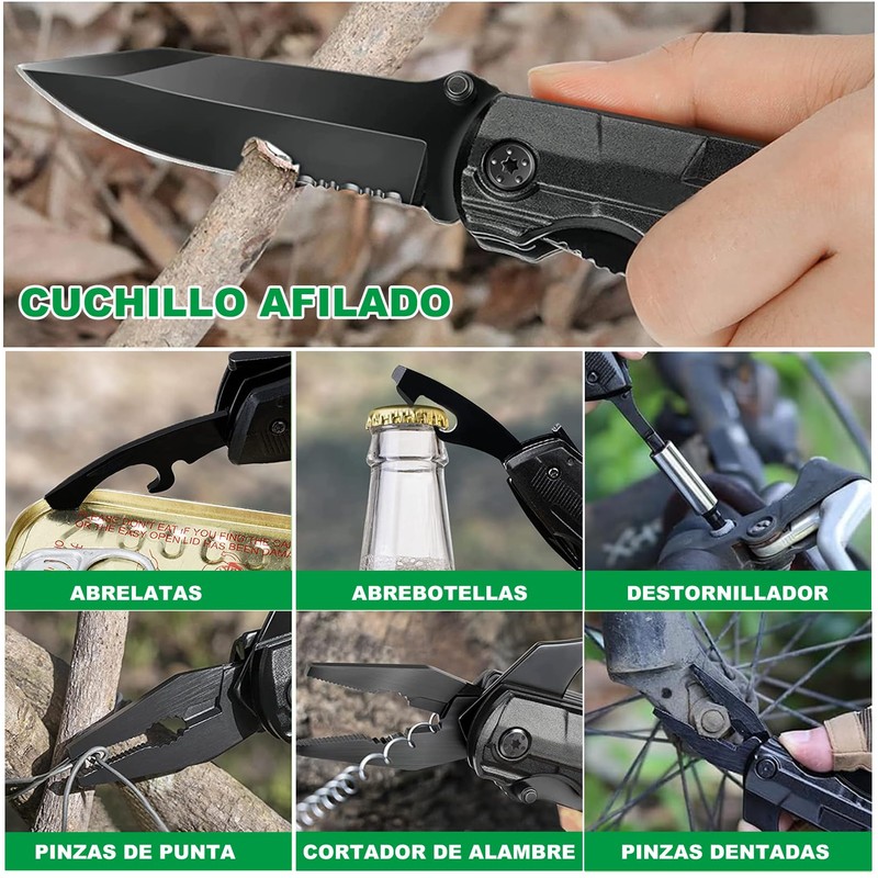 Navaja Multiherramientas, Alicates Multiherramientas, Navaja Multiusos de Acero Inoxidable, Plegables
