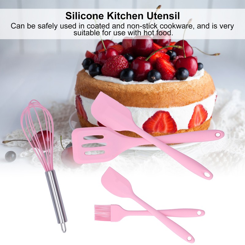 Cooking Spatula Set Silicone Baking Scraper Heat Resistant Egg Beater