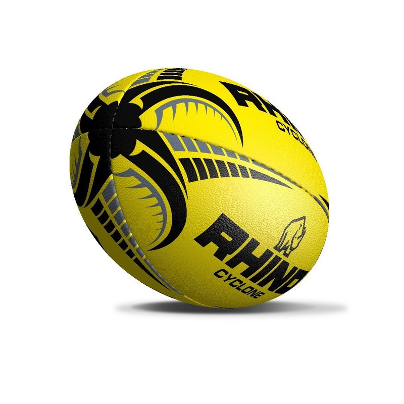 Rhino Cyclone Rugby Ball, Fluo Yellow, Size 4