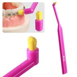 B Rush® Cepillo de dientes con mechón de extremo para aparatos ortopédicos (paquete de 5), cepillo de ortodoncia de cabeza pequeña, cerdas de doble ni