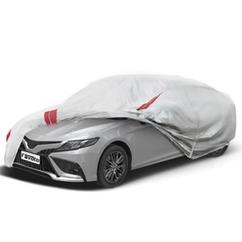 Favoto Sedan Car Cover Waterproof - Custom Fit for Toyota Camry (1996-2014) All Weather for Automobiles Outdoor with Reflective Stripe Snow Sun Dust UV Protection Full Exterior Cover