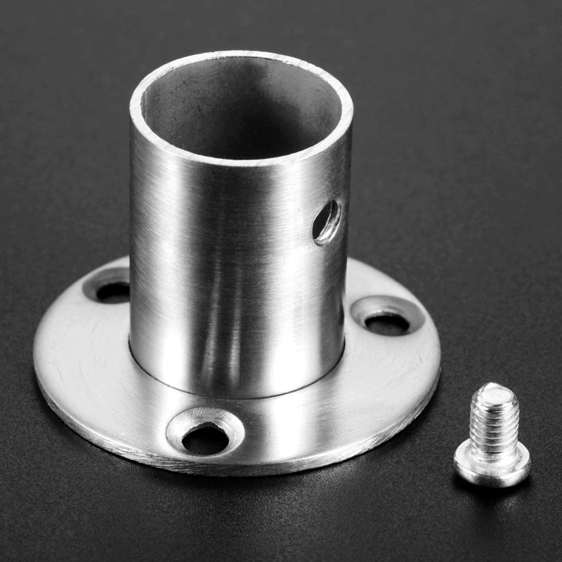 Hicello 2Pcs Stainless Steel Wardrobe Rail Rod Pole Socket End