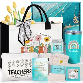 Teacher Appreciation Gifts, Best Teacher Tote Bags for Women, Unique Ideas from Students - Funny Thank You Basket Box Back to School Gifts