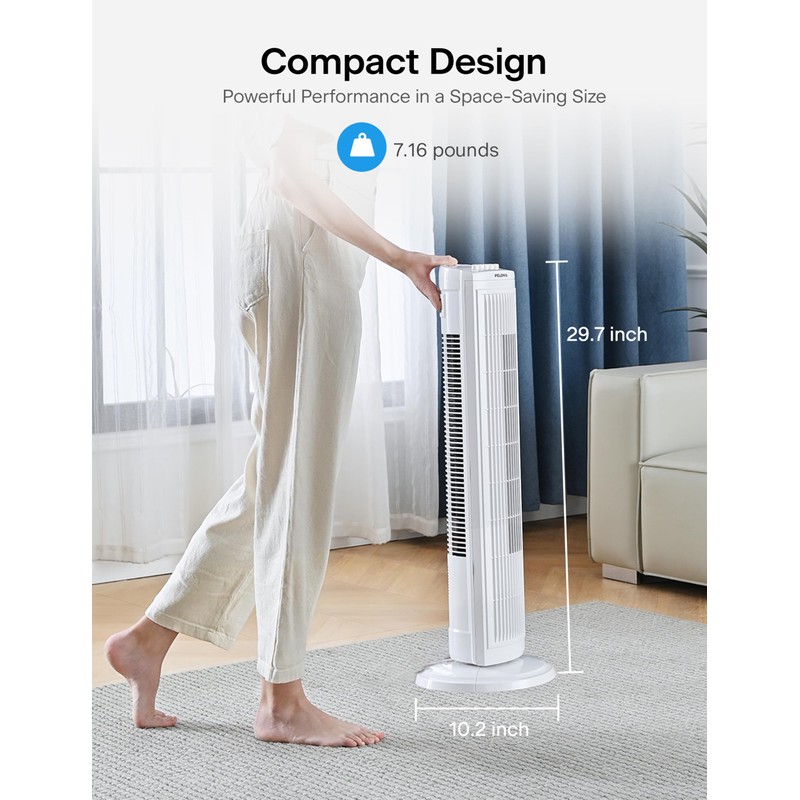 PELONIS 30 Inch Oscillating Tower Fan with 3 Speed Settings