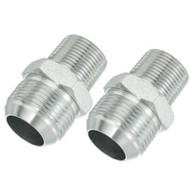 PATIKIL Hex Reducing Nipple Connectors Pipe Adapter 1-5/16" Male 37° Flare JIC x 3/4" Male NPT, 2 Pack Pipe Fitting Reducer Nipple Adapter Plated Steel Hydraulic Fitting