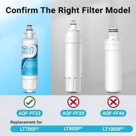 AQUA CREST ADQ36006101 Refrigerator Water Filter, Replacement for LG® LT700P®, Kenmore® 9690, 46-9690, ADQ36006101, ADQ36006102, LFXS30766S, HDX FML-3, PL-500, Package May Vary