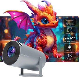 Magcubic HY300 PRO Portable Projector 4K Android 11 Dual Wifi6 1280x720p Resolution 260 ANSI lumens 180°Rotatable Outdoor Movie Projector - Grey