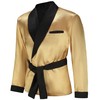 Apornipal Men's Satin Smoking Jacket Robe Fully Lined House Kimono