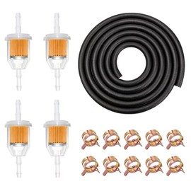 Fuel Hose Kit 2 Metre Fuel Line Diameter 5 mm Inner Diameter Fuel Hose with 10 Hose Clips and 4 Fuel Filters for Car Motorcycle Scooter