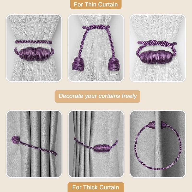 Pretty Jolly 2 Pack Strong Magnetic Curtain Tiebacks Handmade Weave