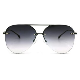 ProudDemon Rahmenlos Men's Aviator Sunglasses Women's UV400 Retro Men's Aviator Glasses Unisex, Black Frame & Grey Lens