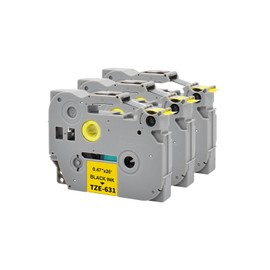 3 x Veson Compatible with TZe-631 tze631 tz-631 tz631 Brother P-Touch Tapes 12 mm x 8 m Laminated Label Tape for PT-1000 1010 1080 PT-H105 PT-E110 PT-P300BT PT-H100LB PT-H100R - Black Yellow