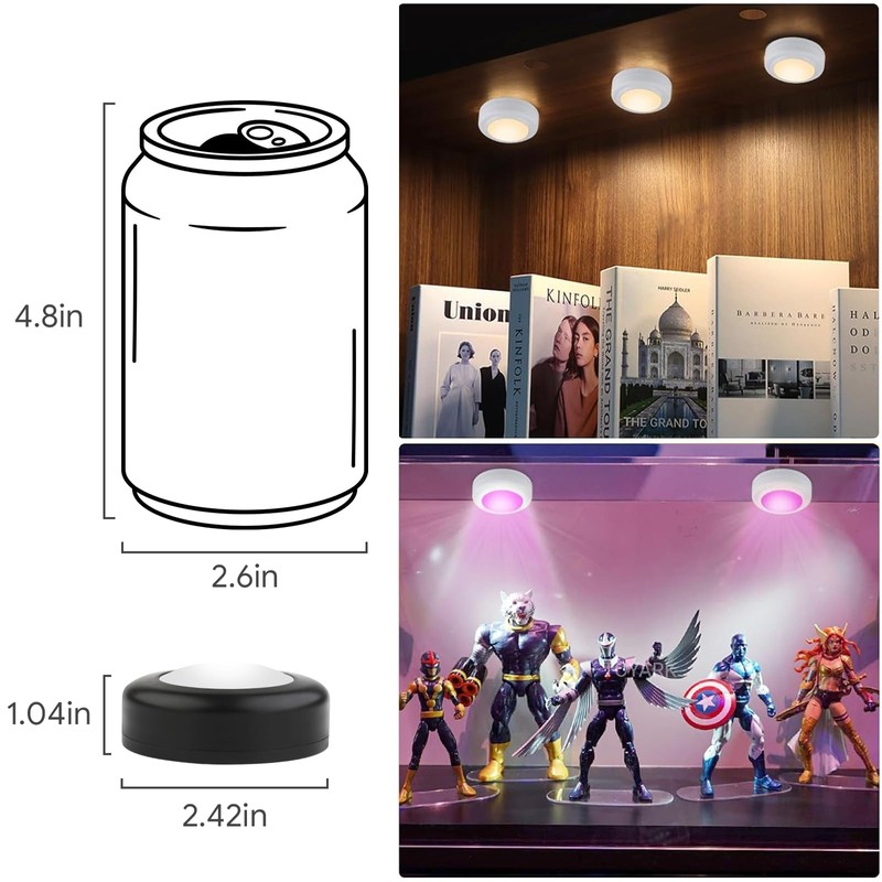 Yiliaw 12 Pack LED Puck Lights Remote Control 16 Color