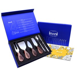 Linwnil Spreader Knife Set Cheese Butter Slicer Knife Stainless Steel Cheese Spatula Set with Walnut Wood Handles (Option 21)