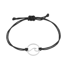 Nuoli® Wellen Women's Bracelet (Adjustable up to 20 cm) Bracelet Wave for Women and Girls, Made of Polished Stainless Steel, Fabric