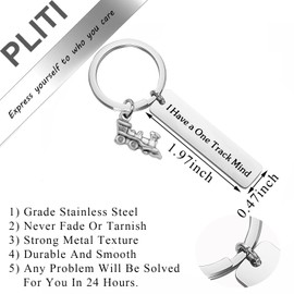 PLITI Railroad Gift Train Lover Gift Train Driver Gift I Have A One Track Mind Train Keychain For Railroad Worker (Track Mind ky)