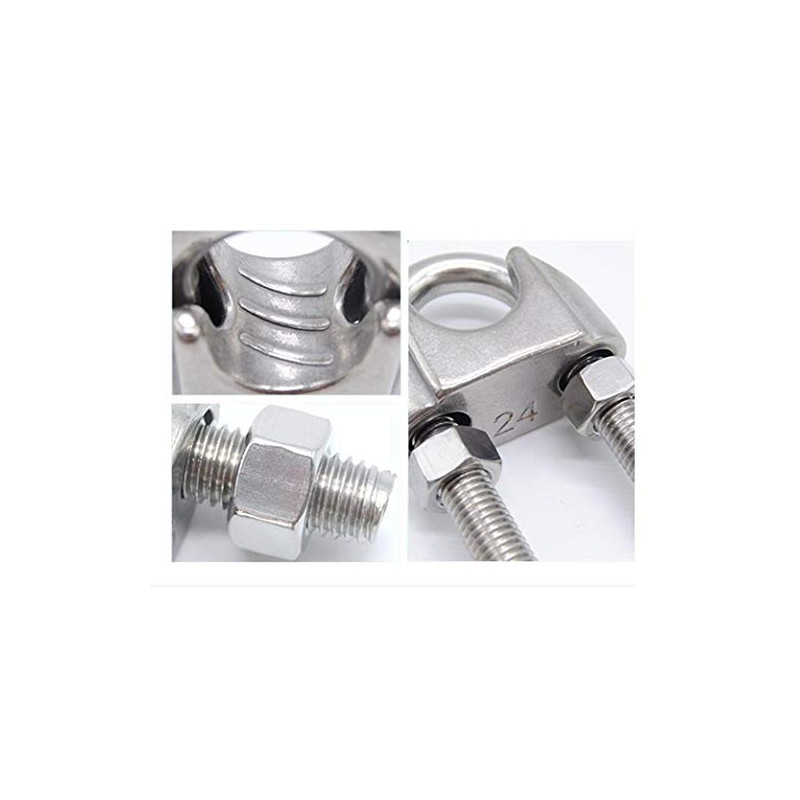 10x Stainless Steel Wire Rope Grip Clip Cable Clamp 6mm