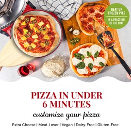 Kitchen PIEZANO Crispy Crust Pizza Oven by Granitestone – Electric Pizza Oven Indoor Portable, 12 Inch Indoor Pizza Oven Countertop, Pizza Maker Heats up to 800˚F for Stone Baked Pizza at Home - Red