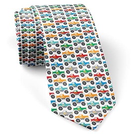 KAWAMOUSE (Monster Trucks) Fashion Novelty Necktie, Conversation Neckwear Ties Great for Party and Events