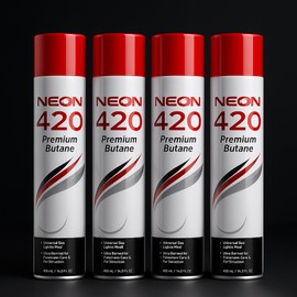 Neon Premium Butane 11X – (420ML Each) – Ultra Refined & Clean Burning Fuel Refill (4)