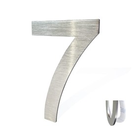 Stainless Steel House Numbers,Metal Modern House Numbers,Mailbox Decor Number,Self-adhesive house Number(3Inch-7, Silver)