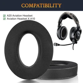 SOULWIT Cooling Gel Replacement Ear Pads for Bose A20 Aviation Headset, Aviation Headset X A10, Earpads Cushions with Softer Leather, Noise Isolation Foam (Black)