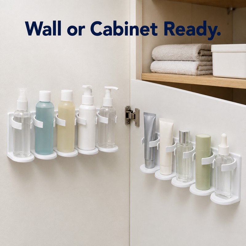 Adhesive Storage Rack for Bathroom Organization – Slim Plastic Wall-Mount