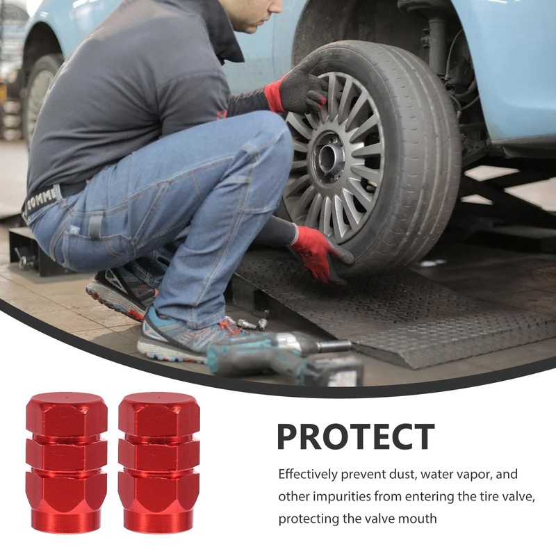 VOSAREA 4 Pieces Aluminium Alloy Car Tyre Valve Caps Round