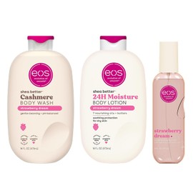 eos Essentials Bundle - Gel de baño, niebla corporal, loción corporal - Strawberry Dream