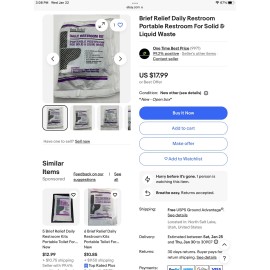 Brief Relief Daily Restroom Kits Portable Toilet For Solid & Liquid Waste