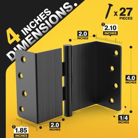 KOLET Offset Door Hinges, 4 Inches Expandable Door Hinges, 1/4" Radius Corner Ball Bearing Hinges, 2 Inches Widen Doorway, Smooth and Easy Installation, Matte Black, 3 Packs