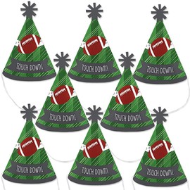 Big Dot of Happiness End Zone - Football - Mini Cone Baby Shower or Birthday Party Hats - Small Little Party Hats - Set of 8