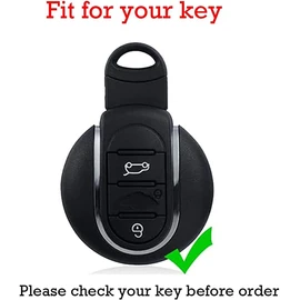 KUNIO Car Key Fob Cover Case Fit for Mini Cooper S Cooper D Key Protective Cover Keychain Key Holder Key Cover 3 Buttons A Brown
