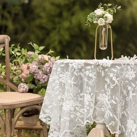 Yaland Tablecloth Lace Design Washable Floral Pattern Garden Tablecloths Table Linen Tablecloth for Outdoor Dining Room, Kitchen, Garden, Party, Weddings or Household L x W 130 x 130 cm