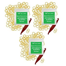 1/4 Inch Orthodontic Elastic Bands - 300 Pack, Natural, Heavy Force 4.5 oz - Dental Elastic Bands, Teeth Gap Fixer, Dreadlock Bands, 1 Elastic Placer Included