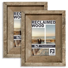 Rustic 5x7 Picture Frame, Set of 2, Reclaimed Barnwood Frame with Tempered Glass, Distressed Gallery Frame Set, Mounting or Table Display for Photos Posters