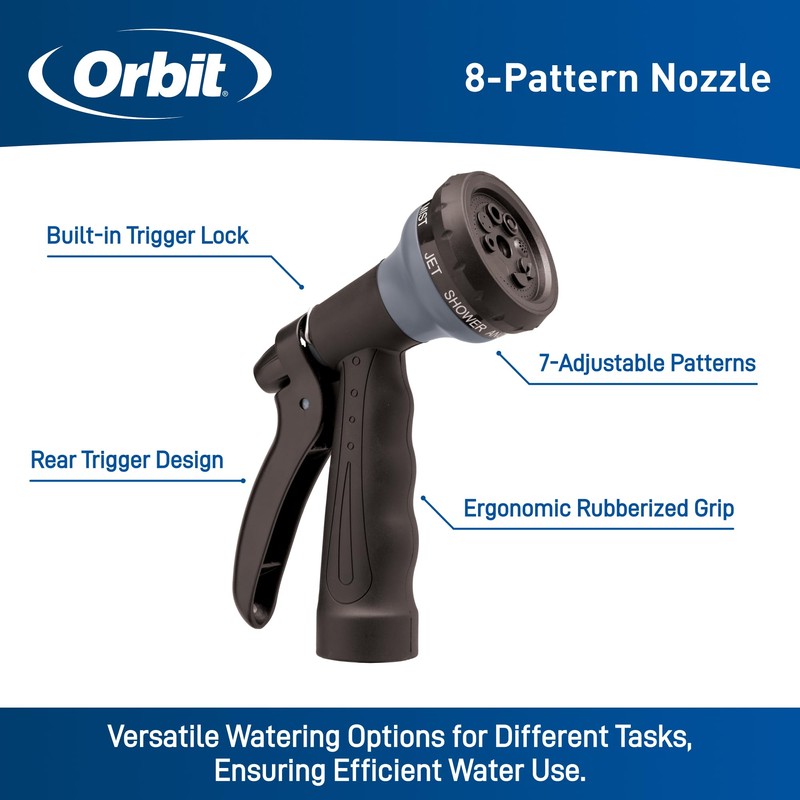 Orbit 26382 Coil Garden Hose, 25 Feet, with 8-Pattern Hose