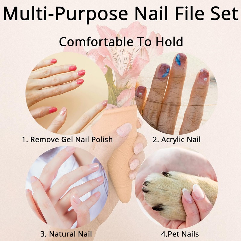 80/80 Grit Coarse Nail Files Set, 12Pcs Professional Double-Sided Washable