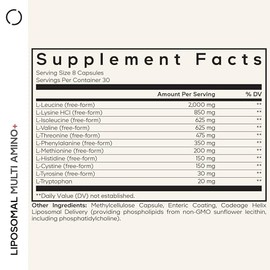 Codeage Suplemento Multi Amino+ Bcaa y Eaa, Los 9 Aminoácidos Esenciales, Píldoras de Aminoácidos de Cadena Ramificada en Forma Libre Deportivo, Pre y