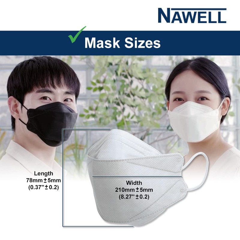 [20 Packs] NAWELL Face Mask 4 Layer Filter Structure Lightweight