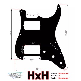 Stratocaster Custom Black Yinyang Textured Pickguard - Fits Fender Stratocaster - USA Made - HxH, No