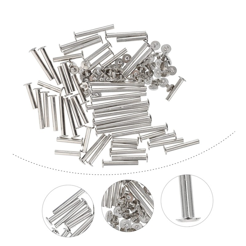 Operitacx 50 Sets Screw Posts Binding Screws for Scrapbook Leather