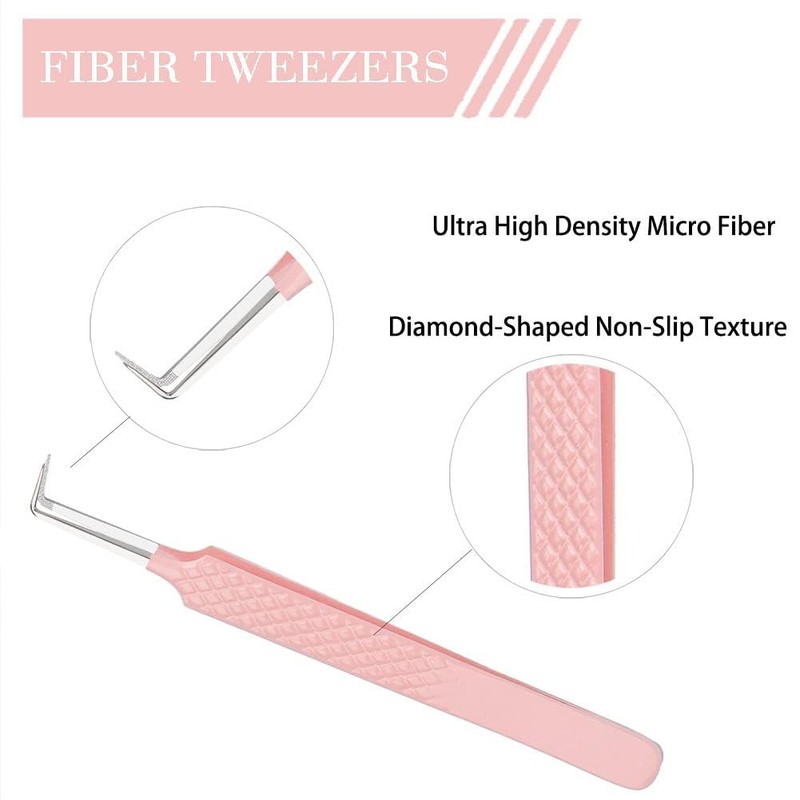 EYAKEG 90 Degree Lash Tweezers for Eyelash Extensions, Precision Fiber