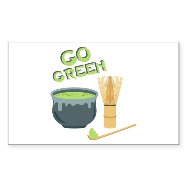 CafePress Green Tea Set Sticker Rectangle Bumper Sticker Car Decal