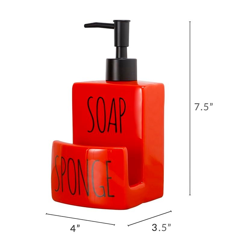 Ceramic soap Dispenser with Sponge Holder for Kitchen Sink Bathroom