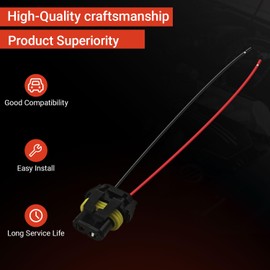 Powkos 9005 9006 9012 9145 H10 Female Adapter Wiring Harness Sockets Wire Female Adapters Connector Pigtail Plug for Acura Honda Headlights or Fog Lights 2Pcs