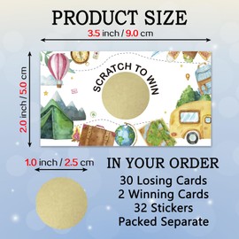 REWIDPARTY 32 Pcs Travel Theme Scratch Off Cards, Let's Go Travel Scratch Off Tickets, Adventure Theme Raffle Tickets for Birthday Baby Shower, Funny Birthday Party Cards Supplies for Family Friend