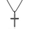 HSWYFCJY Cross Necklace Men's Women's Cross Chain Silver/Black/Gold Necklace with